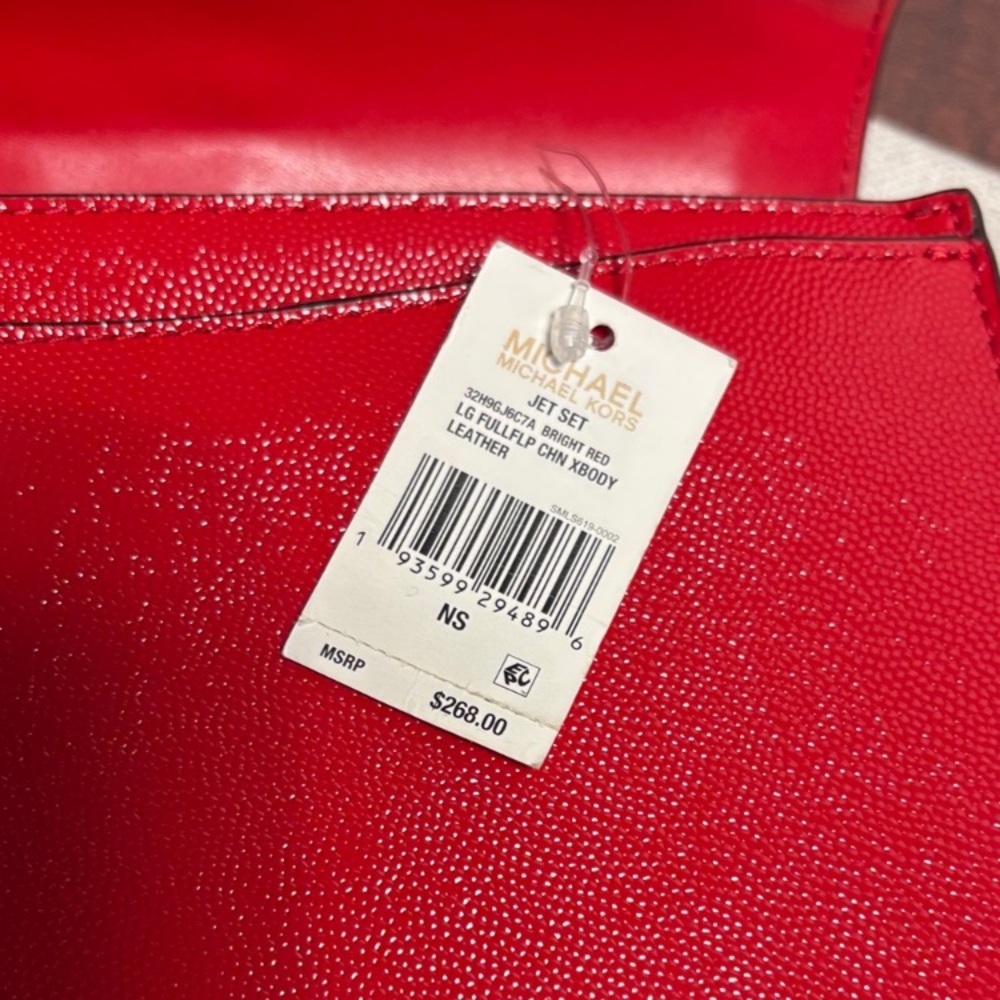 Michael Kors Red Leather Studded Crossbody with Gold Accents - Picture 3 of 5